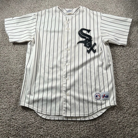 Majestic Other - Vintage‎ White Sox Jersey Majestic Mens Large Pinstripe Stitched Blank USA Made